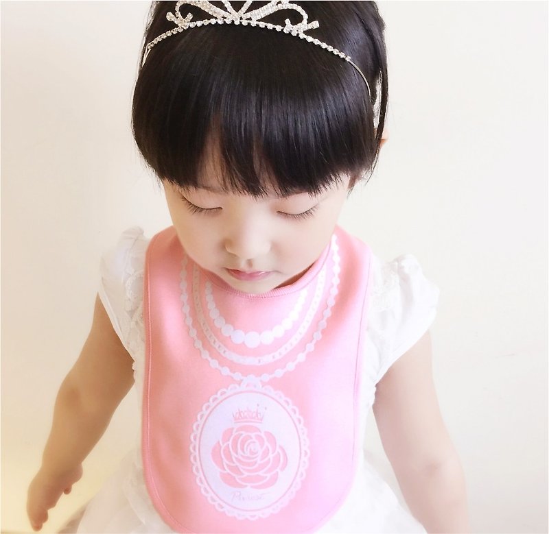 PUREST baby collection 【凡爾賽玫瑰小公主】女寶寶裝飾圍兜 (粉色款) - 口水肩/圍兜 - 棉．麻 粉紅色