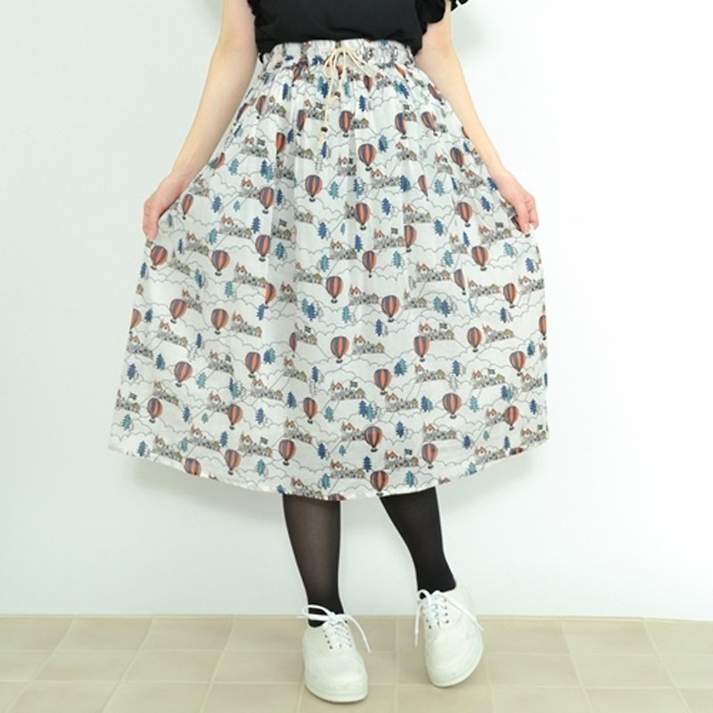 Balloon Pattern Print Skirt - กระโปรง - ผ้าฝ้าย/ผ้าลินิน 