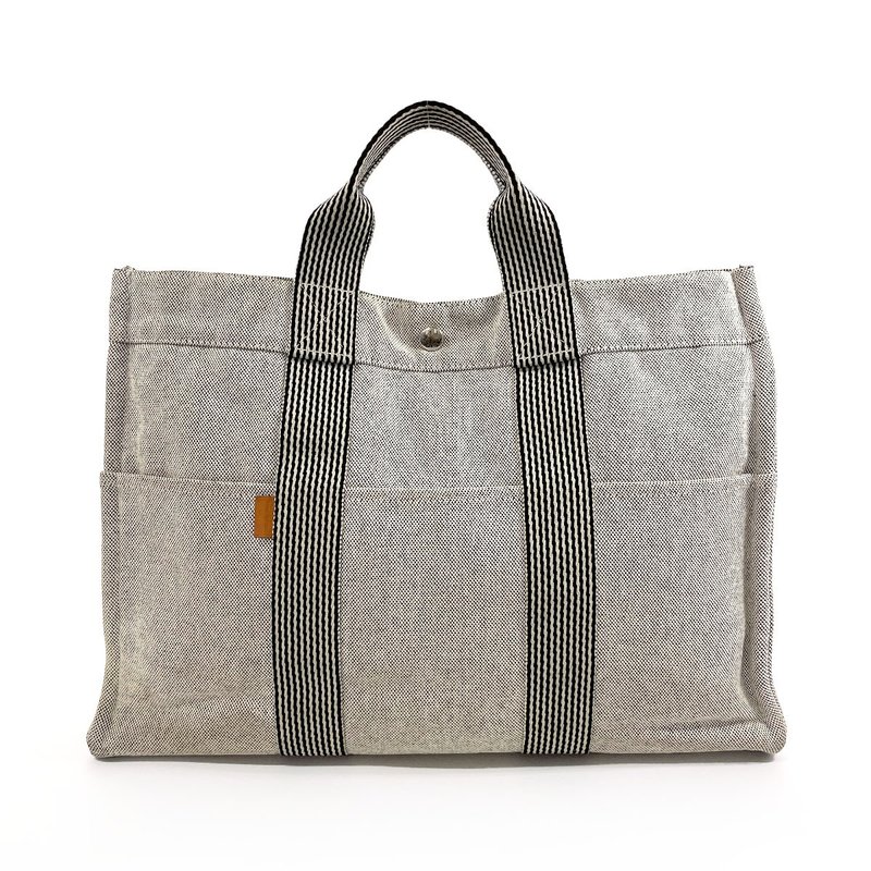 【日本直送 中古美品】エルメス HERMES トートバッグ ハンドバッグ ニューフールトゥ MM トワルアッシュ グレー A4サイズ収納可能 - 手提包/手提袋 - 真皮 灰色