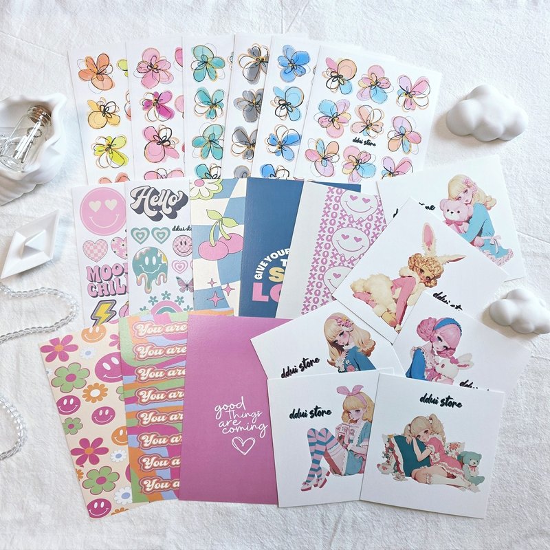 DDui store) Kitsch Retro Package stickers pack - 貼紙 - 紙 