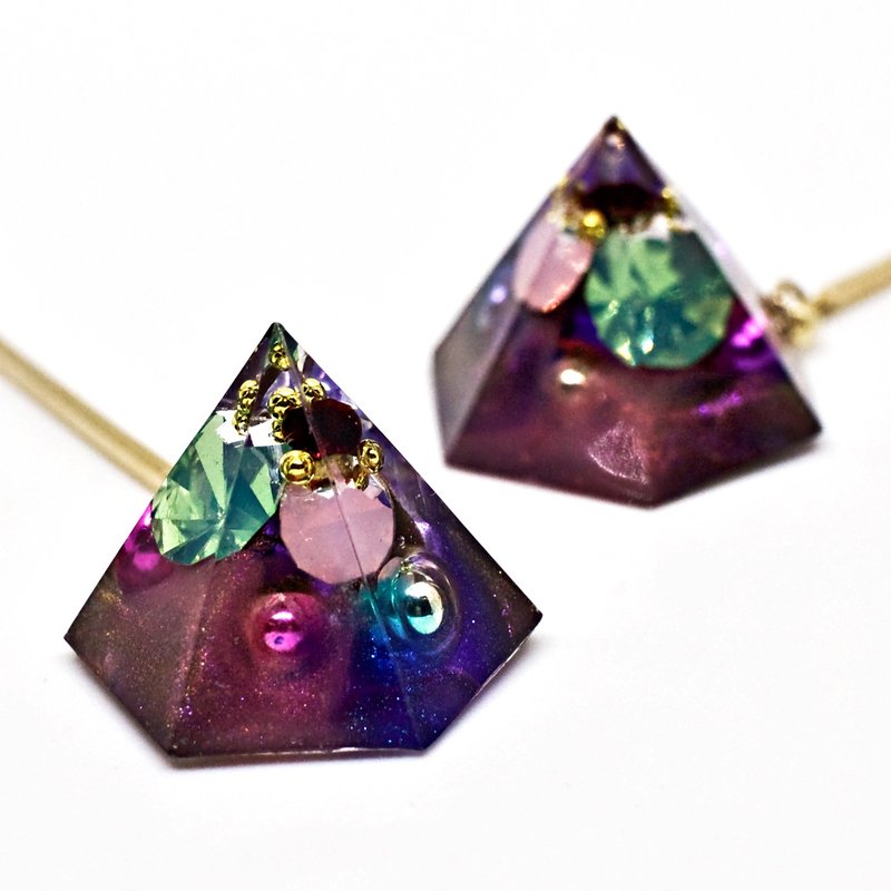 Hexagon Plastic Earrings (Dionysus) - Earrings & Clip-ons - Resin Multicolor