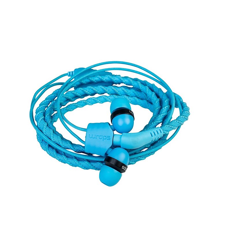 British Wraps 【Talk】 classic weaving bracelet headphones - call-style sky blue - Headphones & Earbuds - Polyester Blue