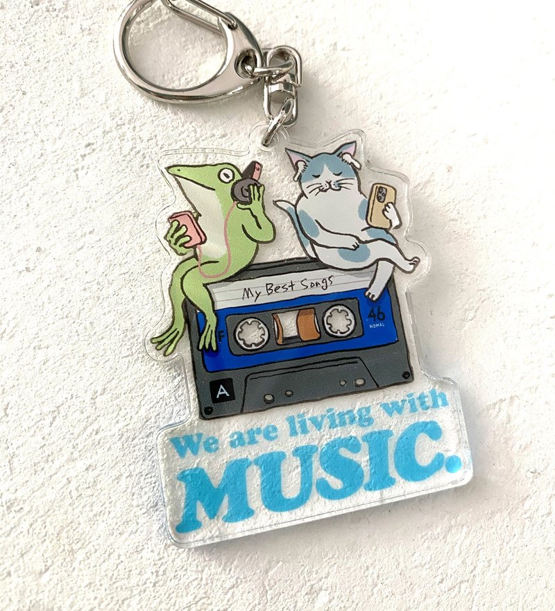 Acrylic Keychain LOVE MUSIC - ที่ห้อยกุญแจ - กระดาษ สีน้ำเงิน