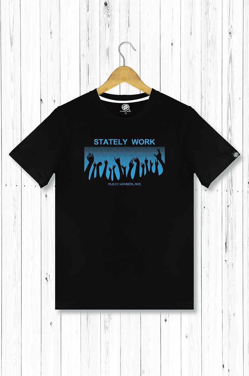 STATELYWORK Party Pilgrimage T  - メンTシャツ - ブラック - Tシャツ メンズ - コットン・麻 ブルー