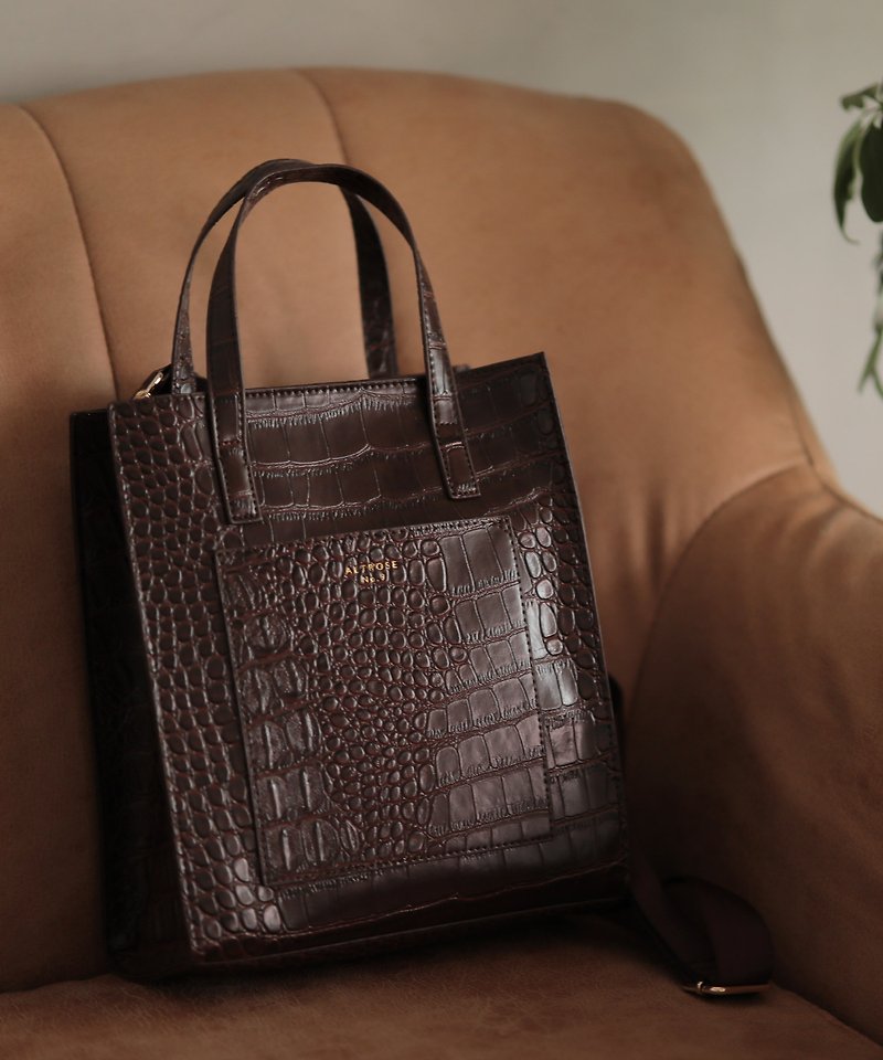 Japanese Altrose | Cynthia | Imitation animal print | Handbag | Crossbody bag - Messenger Bags & Sling Bags - Faux Leather Brown