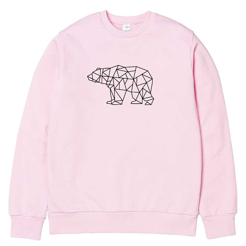 Bear Geometric 大學T 刷毛 中性版 淺粉色 幾何 熊 秋冬 禮物