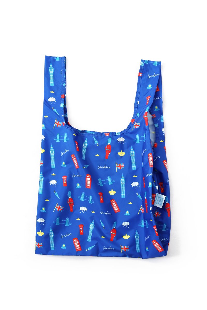 英国Kind Bag - エコフレンドリー収納エコバッグ - M - ロンドン - トートバッグ・ハンドバッグ - 防水素材 ブルー