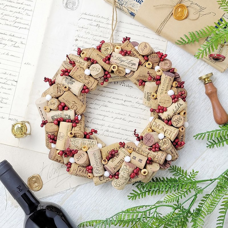 [Customized] Cork drying wreath-Christmas red birthday gift - Dried Flowers & Bouquets - Plants & Flowers Red