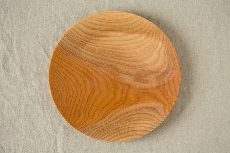 No.02 zelkova of wooden plate 24cm
