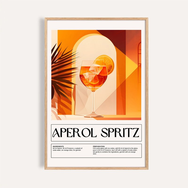 夕陽氣泡酒 Aperol Spritz / 調酒藝術掛畫 畫芯 海報 酒吧裝飾畫 - 海報/掛畫/掛布 - 紙 