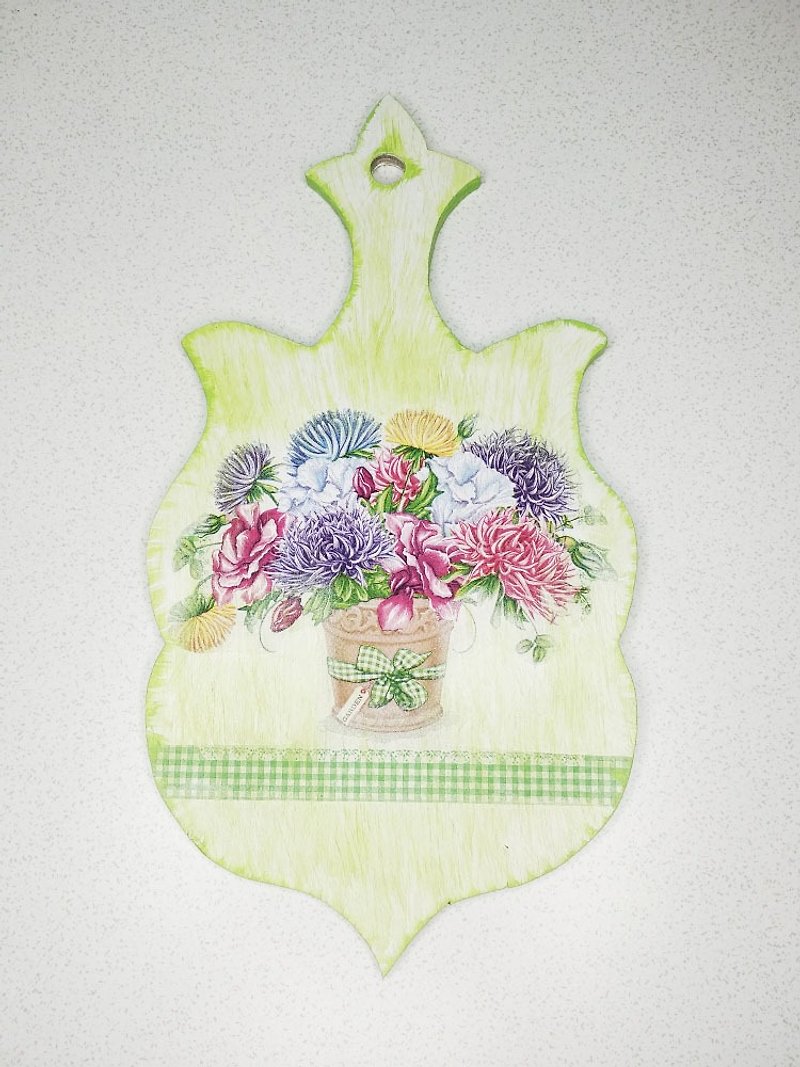 Vintage Plywood Cutting Board GREEN FLOWERS, Home decor ideas - 托盤/砧板 - 木頭 綠色