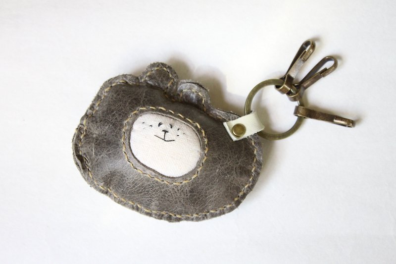 The key ring made with leather - Keychains - Genuine Leather Gray