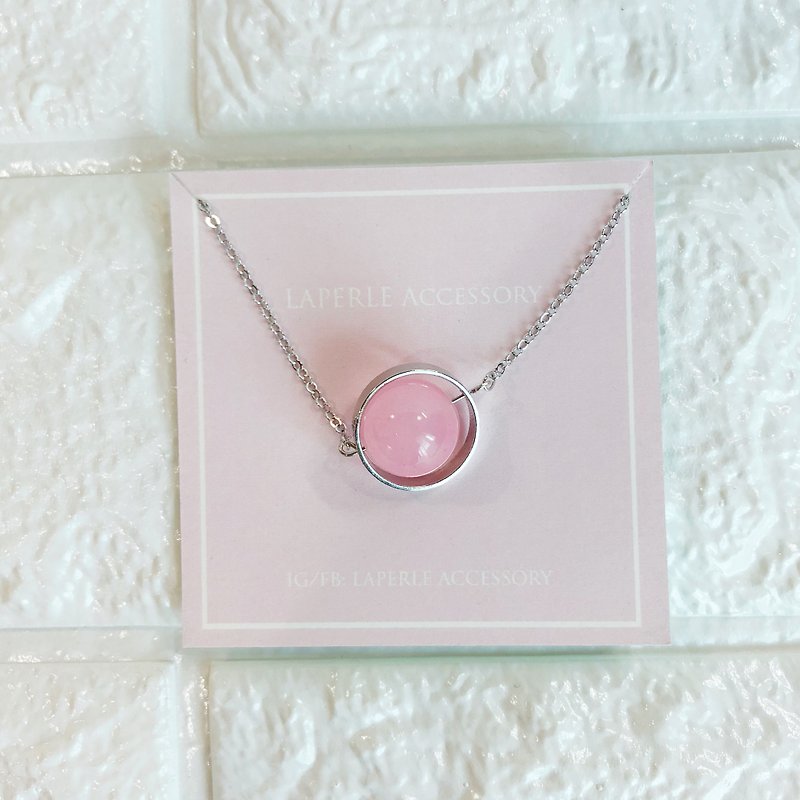Personalized Pink Crystal  BFF Necklace Birthday Wedding gift - Necklaces - Crystal Pink