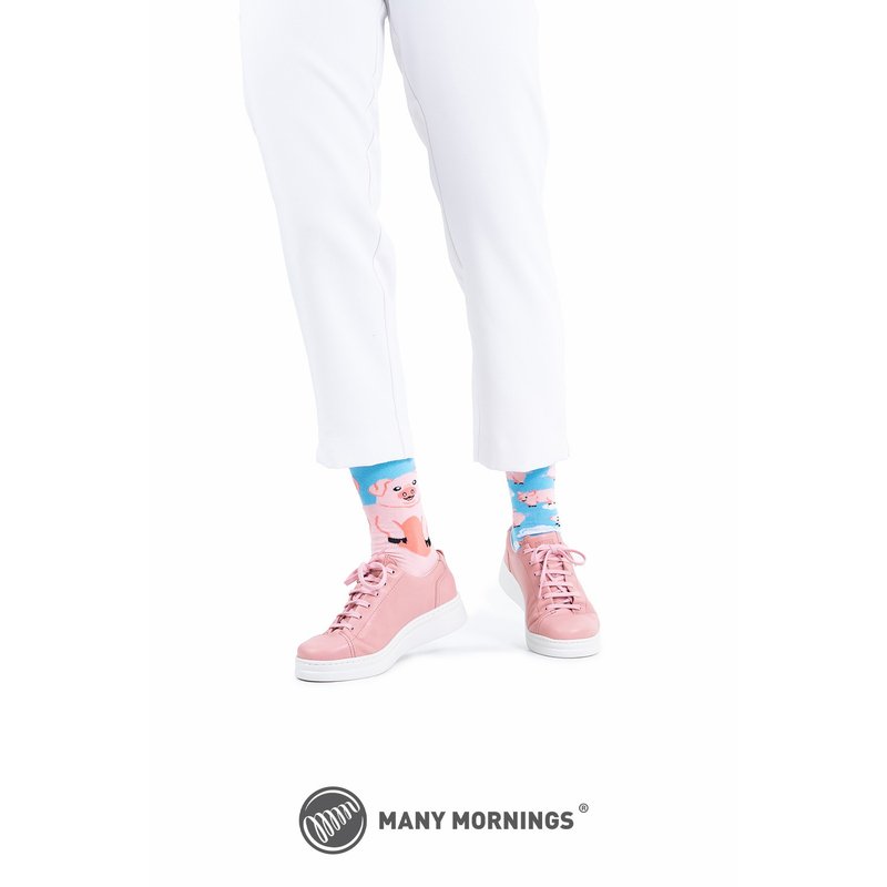 小豬高飛夢 - 不對稱襪子 鴛鴦襪 香港獨家販售 - 襪子 - 棉．麻 粉紅色