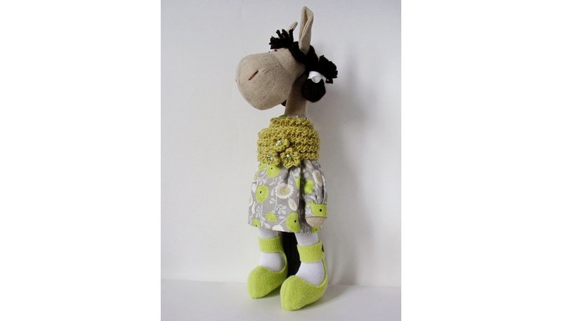 Handmade stuffed horse toy, Kids gift, Horse doll, Gift for girl - 寶寶/兒童玩具/玩偶 - 亞麻 綠色