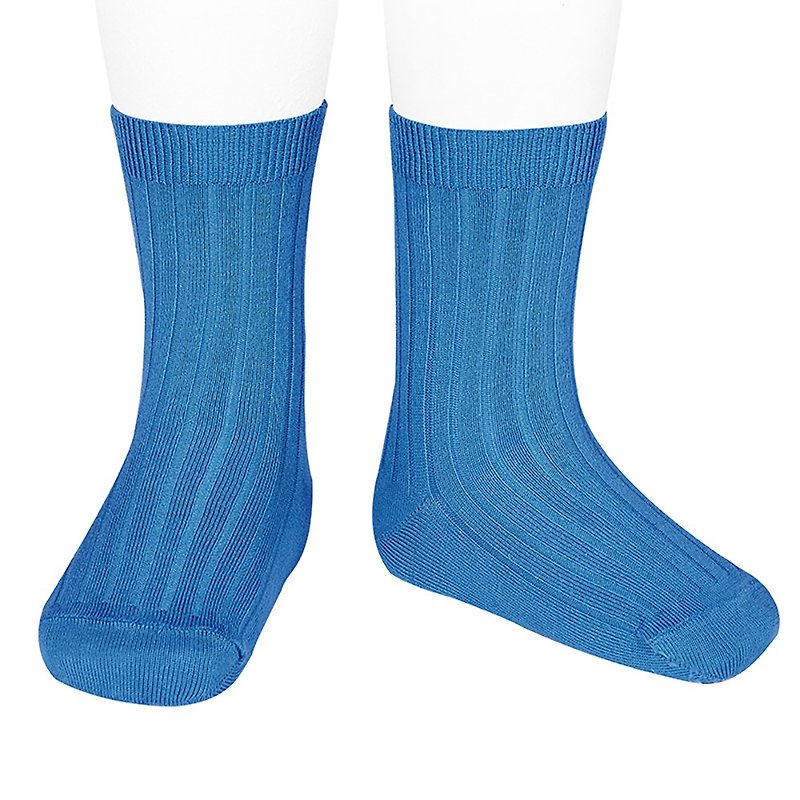 Condor Little Prince Classic Socks - 447 Sunny Blue (Kids/Adults) - ถุงเท้า - ผ้าฝ้าย/ผ้าลินิน สีน้ำเงิน