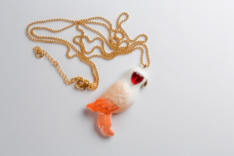Love Parrot Red Zircon Necklace - Earrings & Clip-ons - Enamel 