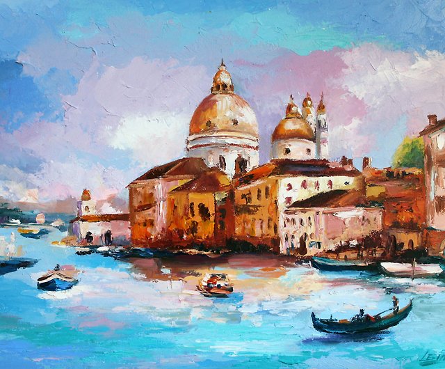 ヴェネツィア油絵イタリアオリジナルアート風景画イタリアアートワーク
