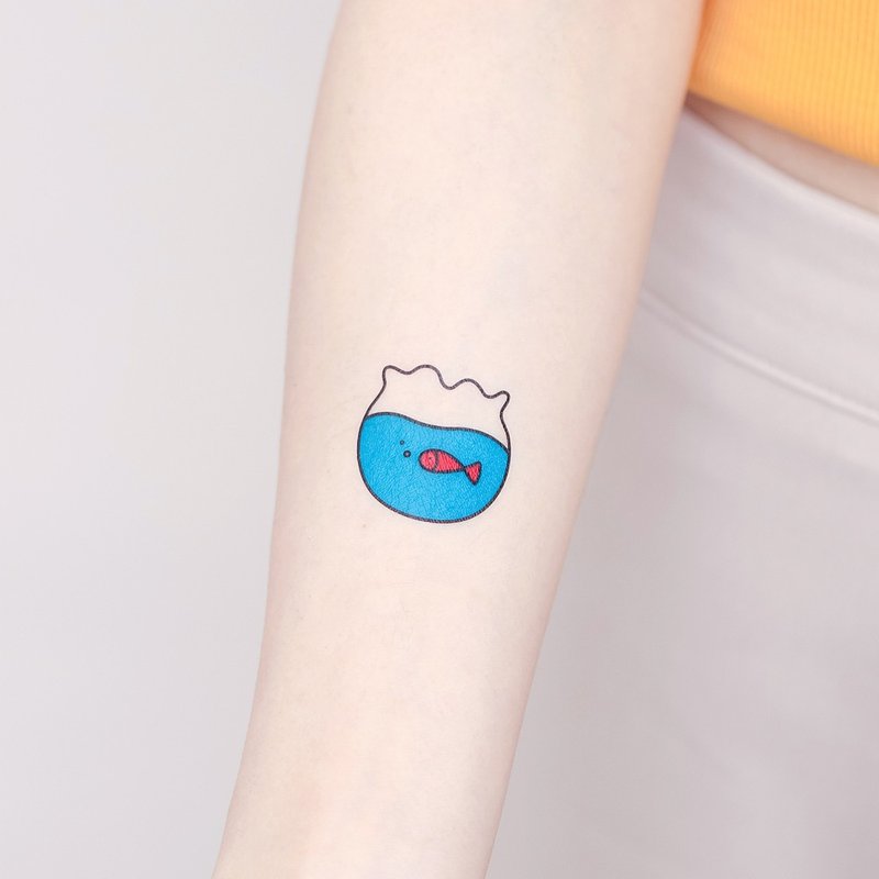 Surprise Tattoos - Fish tank Temporary Tattoo - Temporary Tattoos - Paper Blue