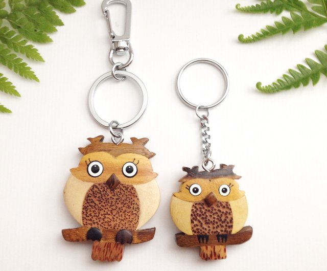 Wooden Owl Keychain