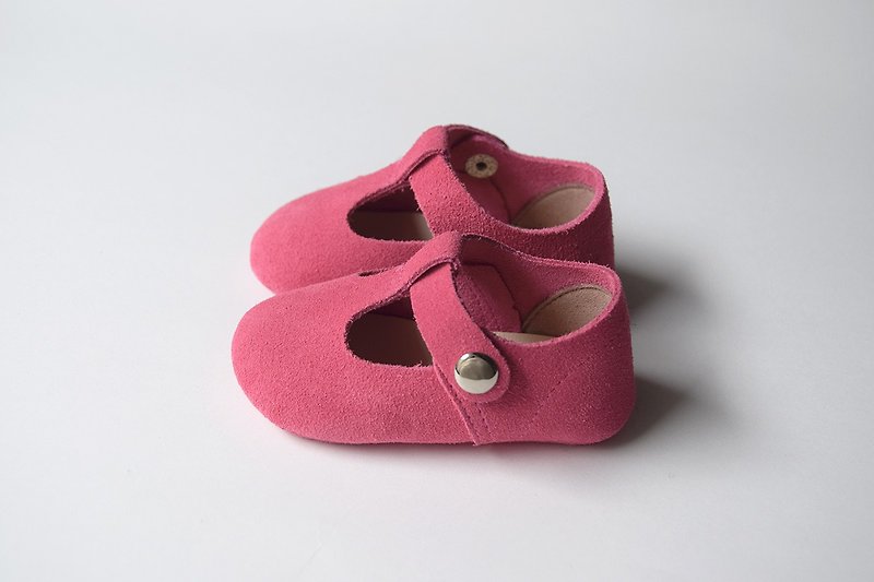 Hot Pink Baby Girl Shoes, Baby Moccasins, Baby Booties, Infant Crib Shoes - รองเท้าเด็ก - หนังแท้ สึชมพู