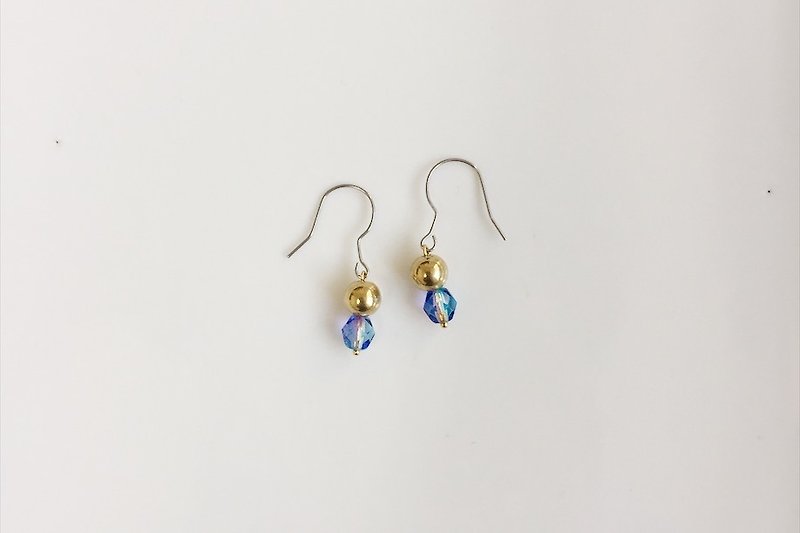 Rainbow golden ball brass earrings - Earrings & Clip-ons - Other Metals Purple