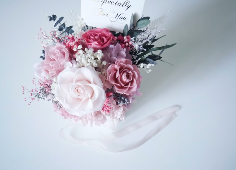 Mother's Day Birthday Flower Selection Pink Purple Rose Hydrangea Flowers Everlasting Flowers Without Flower Table Flowers - Dried Flowers & Bouquets - Plants & Flowers Pink