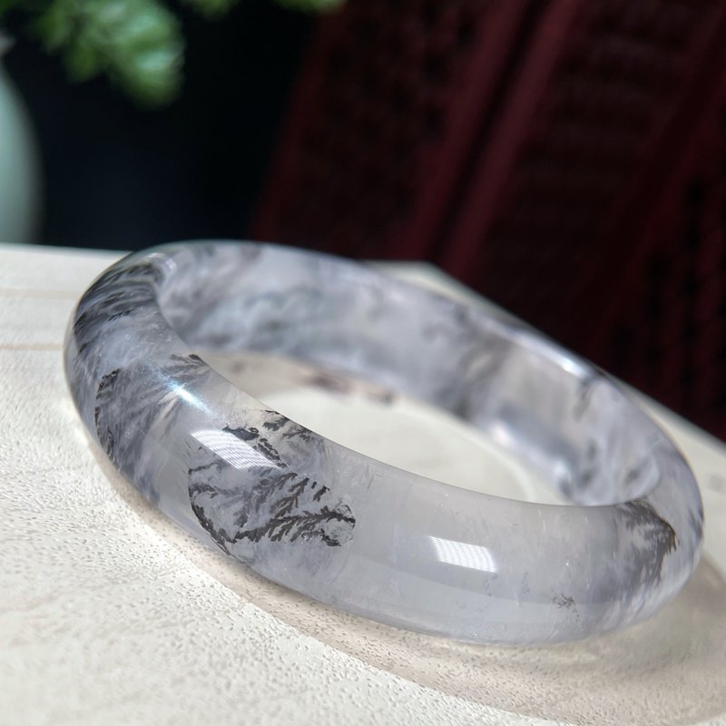 稀有小樹水晶手鐲59MM 冰透星光千層共生軟錳礦手環 招財旺事業 - 手鍊/手環 - 水晶 