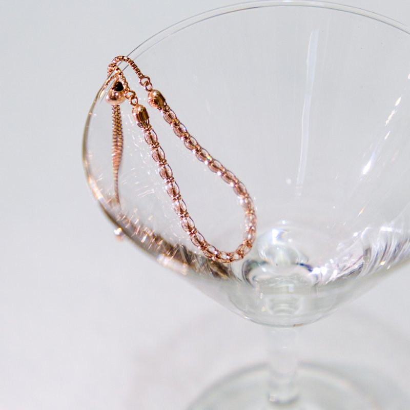 Luci Bracelet | 義大利925玫瑰金鋯石滑珠可調節手鍊 |浪漫優雅 - 手鍊/手環 - 純銀 粉紅色