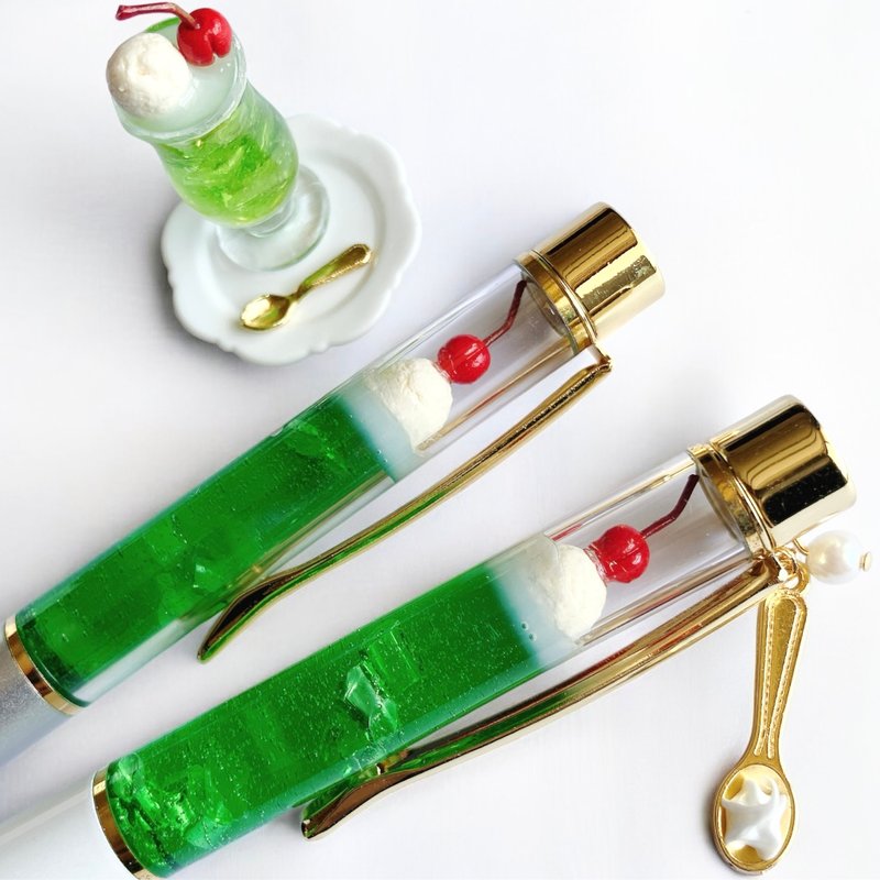ballpoint pen / cream soda / melon soda float - 原子筆/中性筆 - 樹脂 綠色