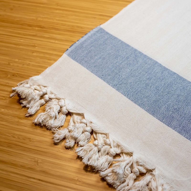 Buldan Peştamal Turkish Bourdan Hand-woven Towel-[Morning Prayer] - ผ้าพันคอถัก - ผ้าฝ้าย/ผ้าลินิน สีน้ำเงิน