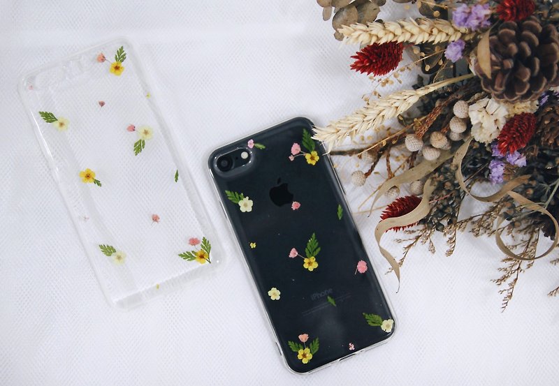 流星雨 • Handpressed Dried Flower Phone Cases - Phone Cases - Plants & Flowers White