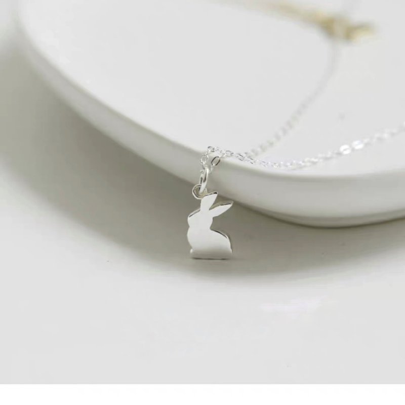 925 sterling silver childlike series cute little rabbit necklace sterling silver necklace rabbit - สร้อยคอ - เงินแท้ สีเงิน