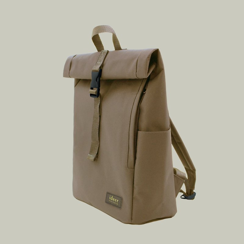 [Blessings with Defects] Khaki Water-Repellent Nylon Anti-Theft Backpack Laptop Backpack Computer Bag - กระเป๋าเป้สะพายหลัง - วัสดุอื่นๆ สีกากี