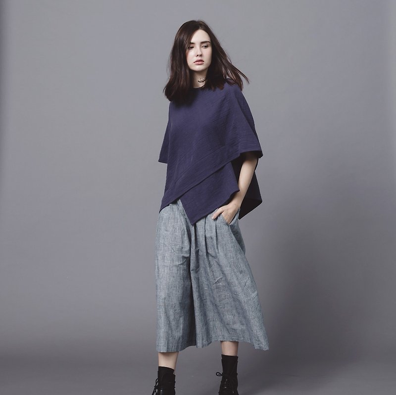 Cape-effect drape top - Ultraviolet - เสื้อผู้หญิง - ผ้าฝ้าย/ผ้าลินิน สีม่วง