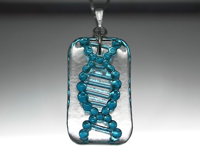 Science jewelry DNA necklace for women Molecular biology gift for her - Necklaces - Glass Blue