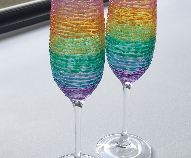 Champagne Flute Glitter Rainbow