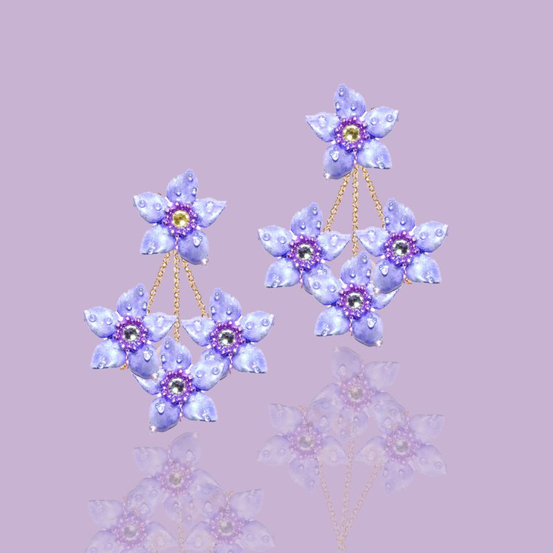 Ava Ollie Collection: Y3K Future Beauty Ear Flowers Earrings - Earrings & Clip-ons - Enamel Purple