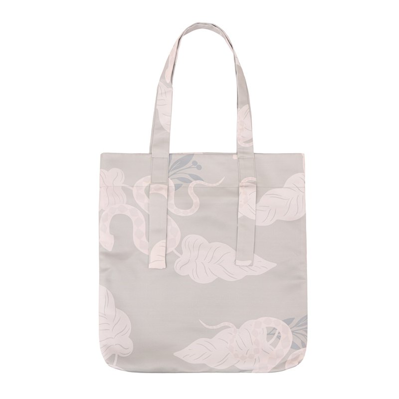 葉っぱ 大きめ柄 ベージュー トートバッグ 布 フラワー 生地 - トートバッグ・ハンドバッグ - ポリエステル カーキ