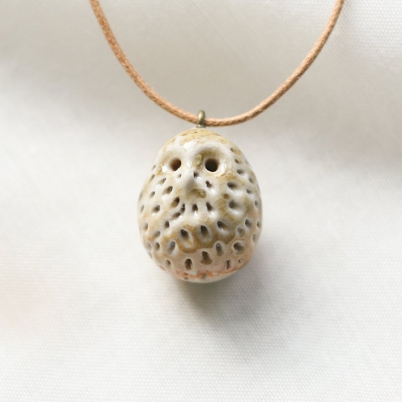 Firewood Owl Essential Oil Necklace B17 - Necklaces - Pottery Khaki