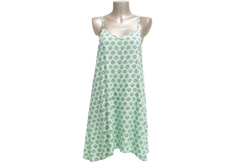 New! Shell print camisole dress <Green> - ชุดเดรส - วัสดุอื่นๆ สีเขียว