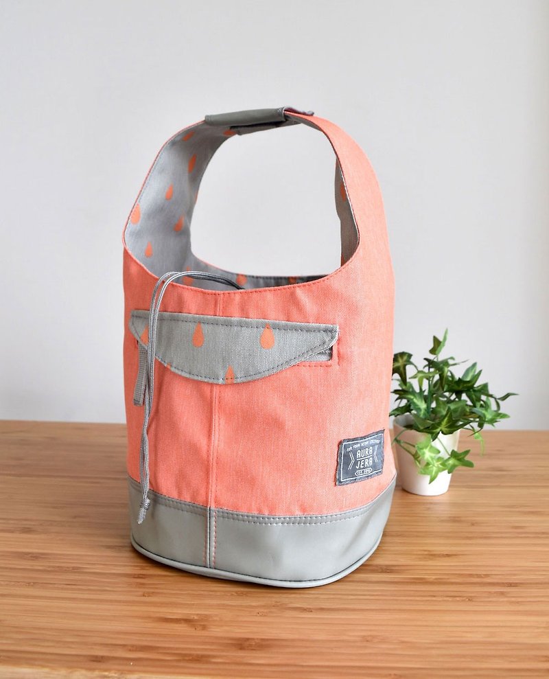 small peach drawstring bag,lunch bag,small purse,small bag - 手提包/手提袋 - 聚酯纖維 粉紅色