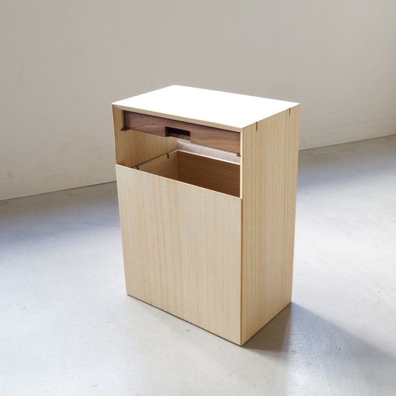 Paulownia Wood Trash Can / Room Box - ถังขยะ - ไม้ สีกากี