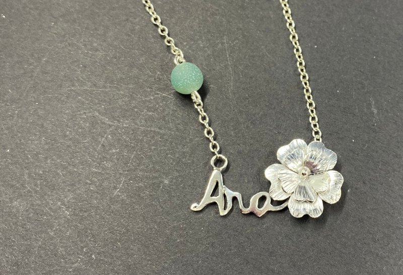 Customized flower name necklace - สร้อยคอ - เงิน 