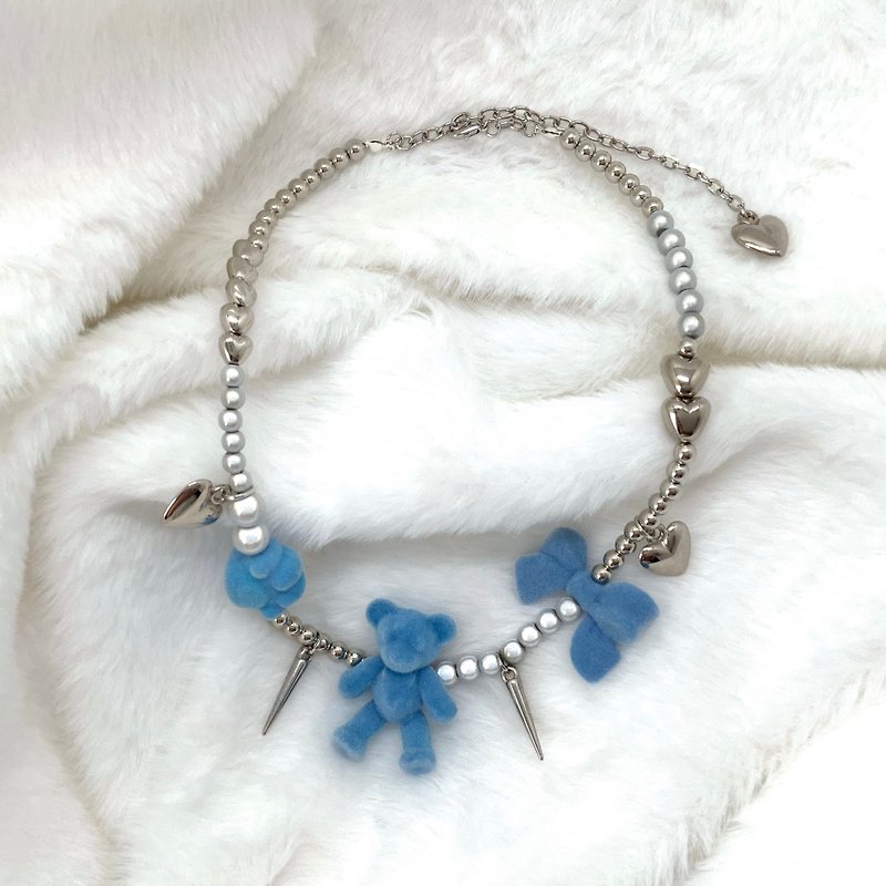 Designer Original  Handmade Lovely Little Blue Bear Necklace Gift for Girls