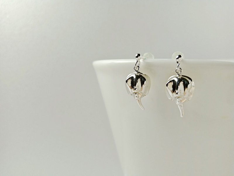 Double horseshoe crab earrings - ต่างหู - เงินแท้ ขาว