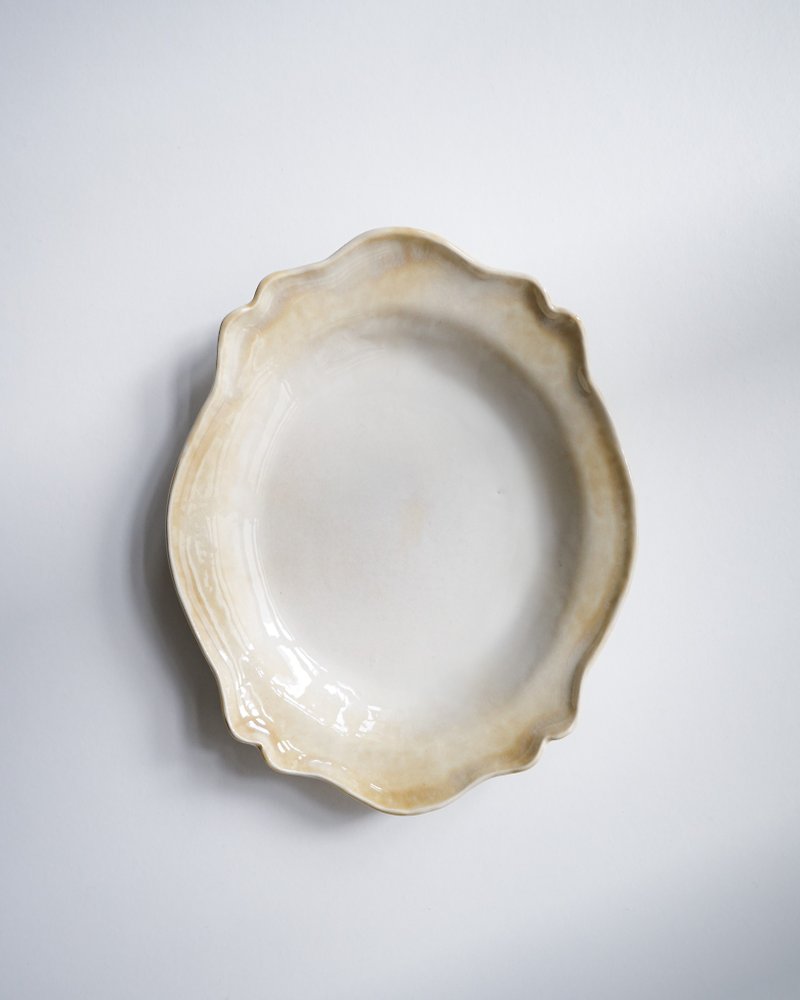 陶雲皿 手練り陶板 クリームホワイト陶板 - 皿・プレート - 陶器 ホワイト