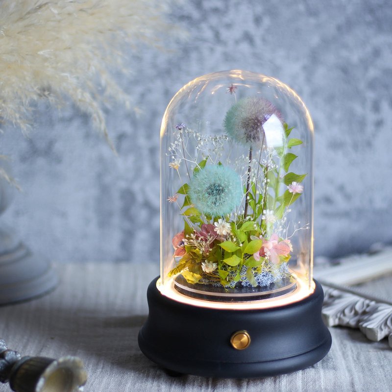 永生花玻璃罩盅/天空之城蒲公英藍牙旋轉音響/客製永生玫瑰花花禮 - 乾燥花/永生花 - 植物．花 多色