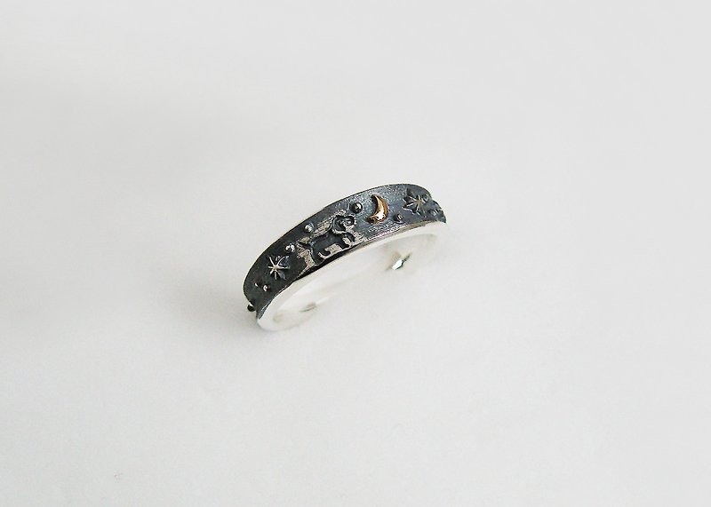 Dog silver ring 　Moonlit walk - แหวนทั่วไป - เงินแท้ สีเงิน
