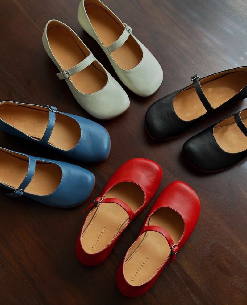 Soft and silky lambskin buckled mini-heeled grandma shoes - รองเท้าหนังผู้หญิง - หนังแท้ หลากหลายสี